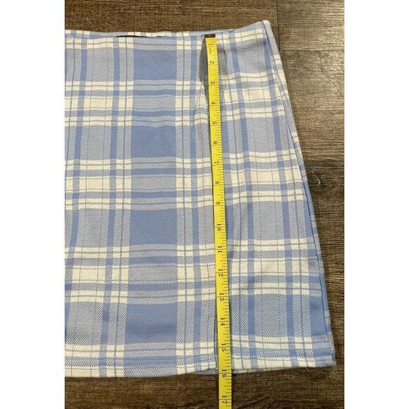 Hesperus Retro 90s Plaid Mini Skirt Blue Stretch Clueless Size M - Picture 4 of 8